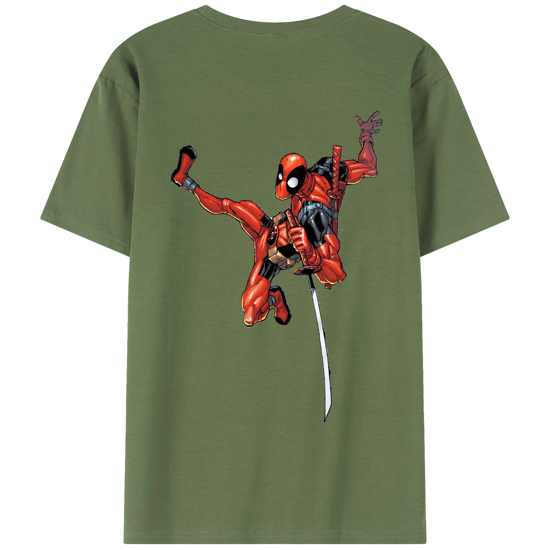 （画像用） Deadpool デッドプール 綿100％ メンズ半袖Tシャツ（バックプリント） 通気性